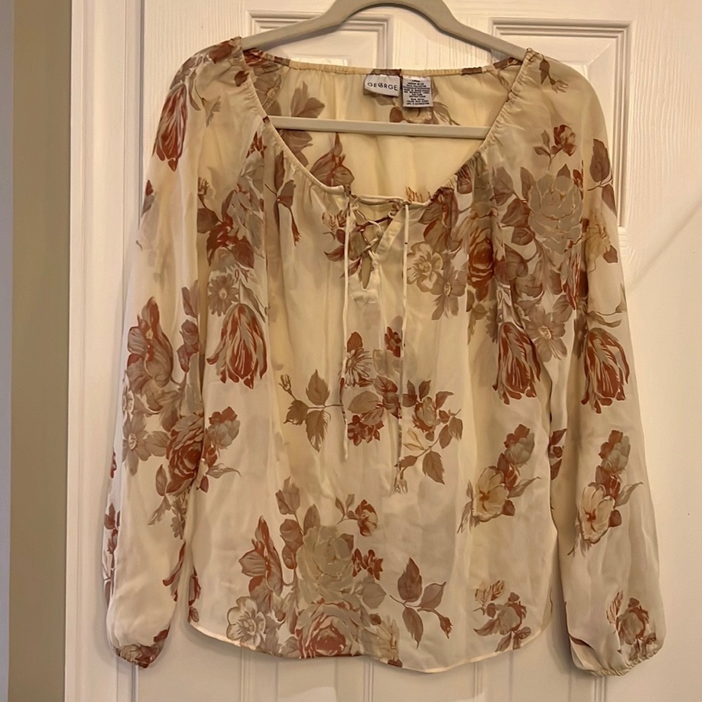 Sheer long sleeve floral shirt
